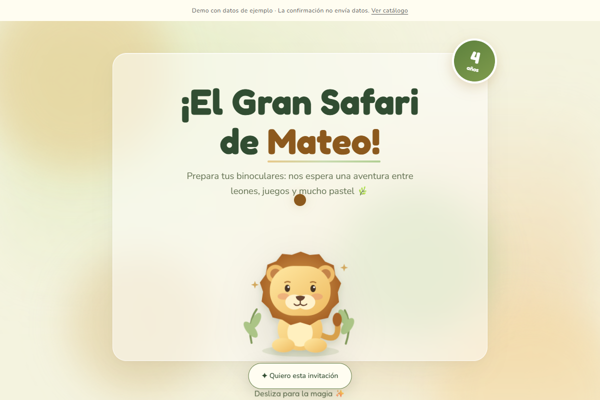 Invitaciones infantiles de safari